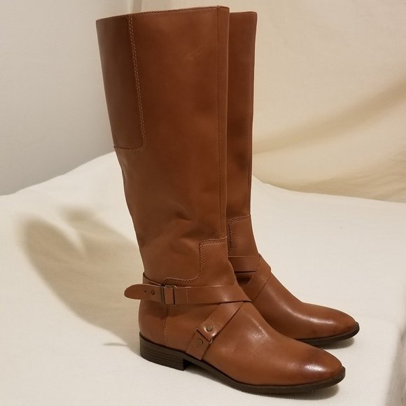 Nine West Brown Soft Leather Zip Up Knee High Boots Size 8M - Picture 2 of 12